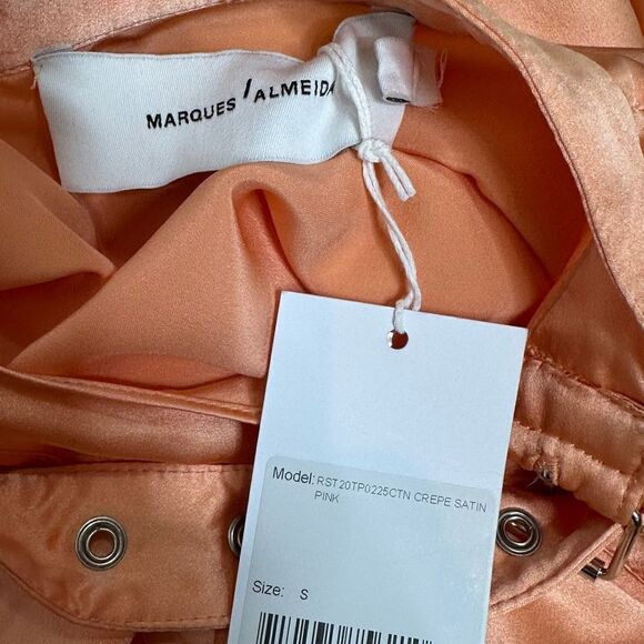 Marques Almeida Silk Belted Collar Long Sleeve Blouse | Size S - Picture 9 of 11